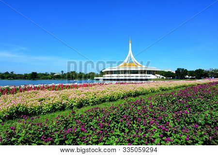 Ratchamangkhala Pavilion Of Suan Luang Rama Ix Public Park Bangkok,thailand With Beautifully Decorat