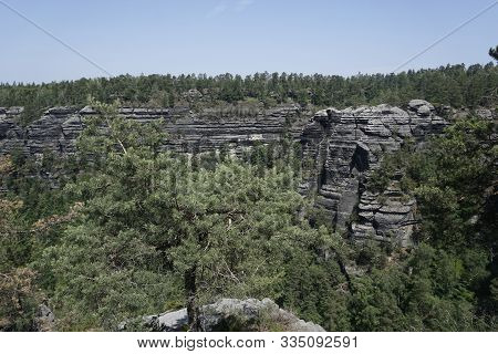 Wall Of Elbe Sandstone Spotted Near The Prebischtor Gate In Bohemian Switzerland