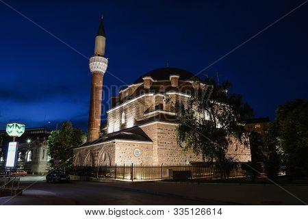 Banya Bashi Mosque In Sofia, Bulgaria At Night.