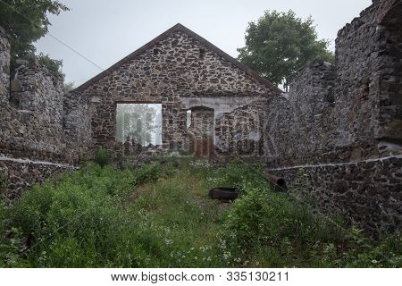 Abandoned Historic Industrial Building.  Abandoned Building In An Old Mining Town In The Keweenaw Na