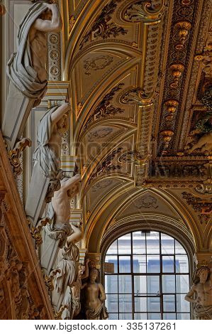 Lyon, France, November 21, 2019 : The Palais De La Bourse Currently Houses The Headquarters Of The C