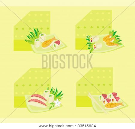 vektor illustration af sushi sæt