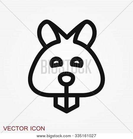 Hamster Icon In Flat Style On Background, Animal Symbol