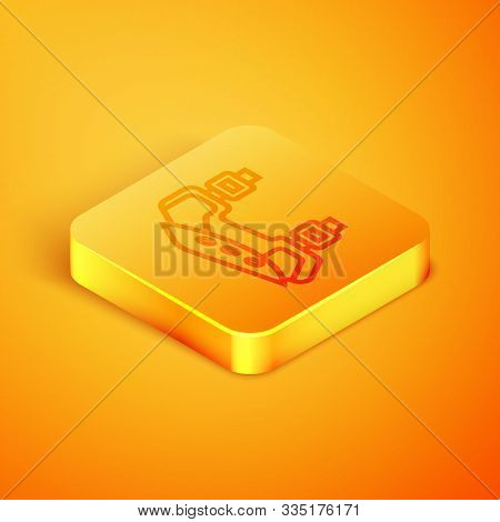 Isometric Line Knee Pads Icon Isolated On Orange Background. Extreme Sport. Sport Equipment. Skatebo