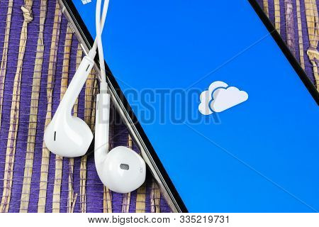Helsinki, Finland, May 4, 2019: Microsoft Onedrive Application Icon On Apple Iphone X Screen Close-u