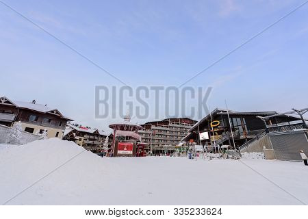 Editorial: Rukatunturi, Finland, 28th December 2018. Rukatunturi Ski Jumping Hill At Ruka Ski In Win