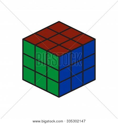 Novomoskovsk, Ukraine - September 18, 2019: Vector Color Icon. Vector Cube Toy Puzzle, 4x4 Square. M