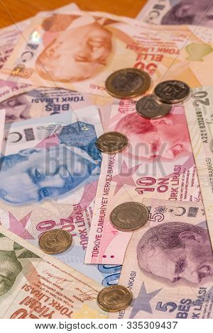 A Composition Of Turkish Lira Tl. Try Banknotes Providing Great Options To Be Used For Illustrating 