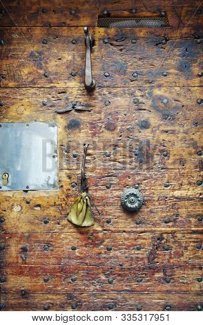 Ragment Of An Old Italian Door With A Beautiful Wooden Texture