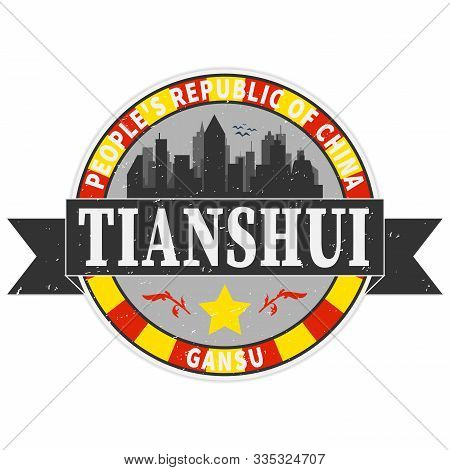 Tianshui Cityscape Building Line Art Vector Illustration Design