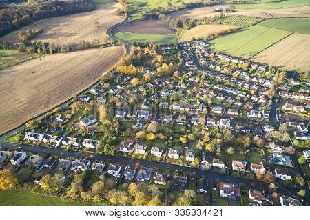 Brookfield Countryside Rural Village Aerial View From Above In Renfrewshire Scotland Uk