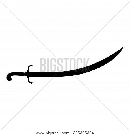 Turkish Saber Scimitar Sabre Of Arabian Persian Curved Sword Icon Black Color Vector Illustration Fl