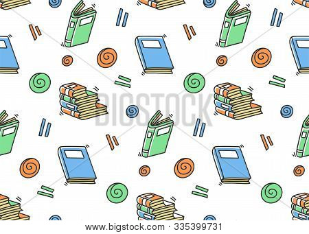 Different Books And Magazines Vector Concept In Doodle And Sketch Style. Hand Drawn Illustration For