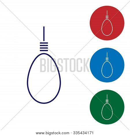 Blue Gallows Rope Loop Hanging Icon Isolated On White Background. Rope Tied Into Noose. Suicide, Han