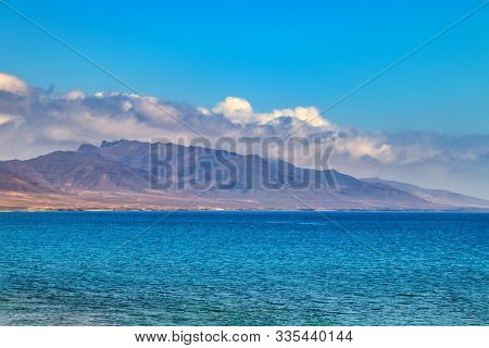 View Of The Hill On The Island Fuerteventura Near Morro Jable, Canary Islands, Spain. There Is Clear