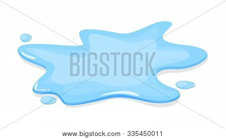 Water puddle vector isolated. Blue autumn natural liquid on the ground. Clean water.
