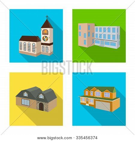 Vector Design Of Facade And Housing Logo. Set Of Facade And Infrastructure Vector Icon For Stock.