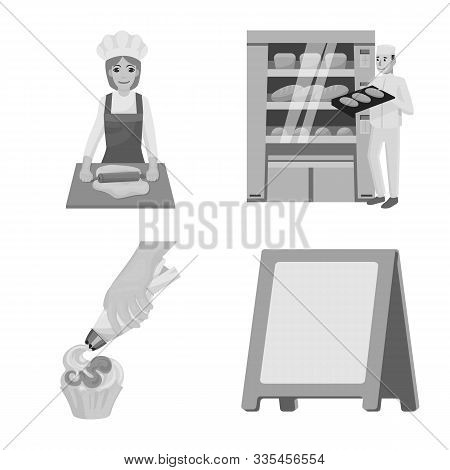 Vector Illustration Of Bakery And Natural Sign. Set Of Bakery And Organic Stock Symbol For Web.