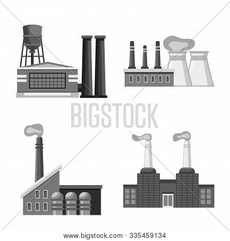 Vector Design Of Industry And Plant Icon. Collection Of Industry And Manufacturing Stock Symbol For 