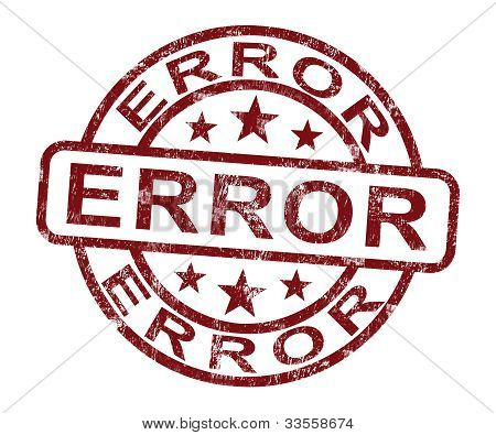 Sello de error muestra error fallo o defecto