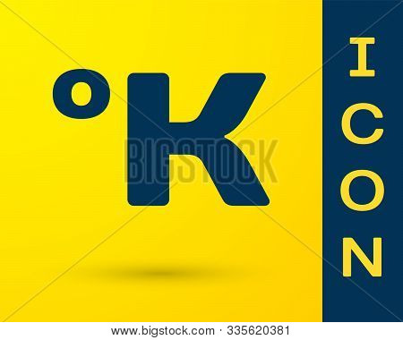 Blue Kelvin Icon Isolated On Yellow Background. Vector Illustration