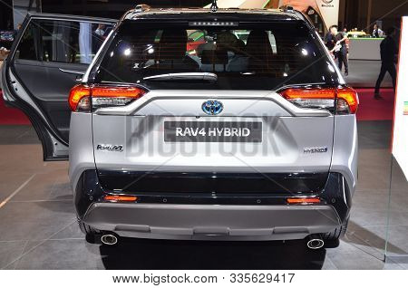 Paris, France - October 03, 2018: Toyota Rav4 Hybrid At Paris Motor Show