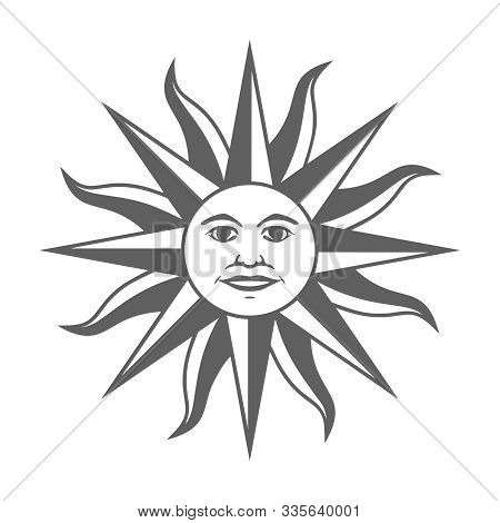 Icon The Inca Sun God. Inti Sun Of May. Sign On Uruguayan Flag. Isolated Symbol On White Background.