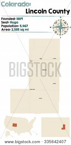Large And Detailed Map Of Lincoln County In Colorado, Usa.
