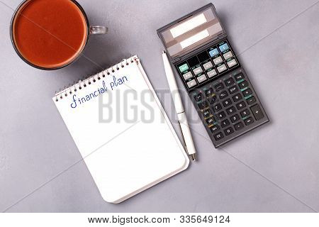 Desktop With Business Charts, Calculator And Money. 52-week Savings Plan. Financial Planner.