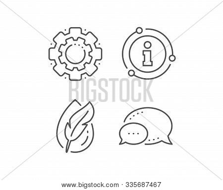 Hypoallergenic Tested Line Icon. Chat Bubble, Info Sign Elements. Feather Sign. No Synthetic Symbol.