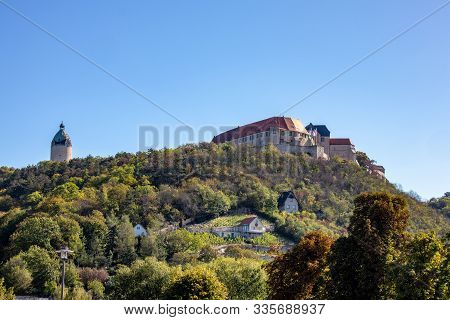 Saxony Anhalt, View Of Neuburg Castle With Tower In Freyburg / Unstrut