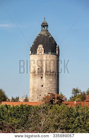 Saxony Anhalt, View Of Neuburg Castle With Tower In Freyburg / Unstrut