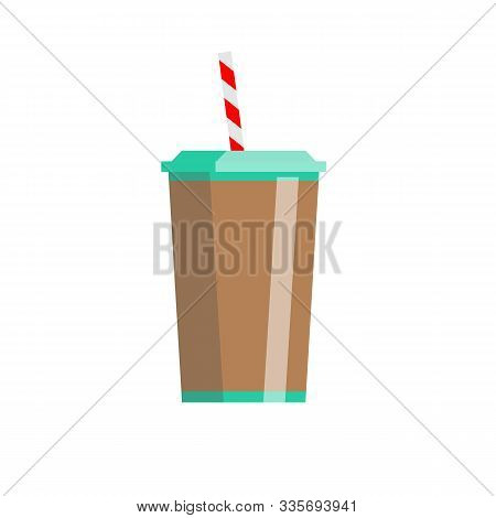 Softdrink Plastic Cup . Vector Flat Design Illustration.