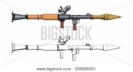 Rocket Propelled Grenade. Rpg. Firearms. Colorful Image Set. Rpg Anti-tank Rocket Launcher. Sniper S