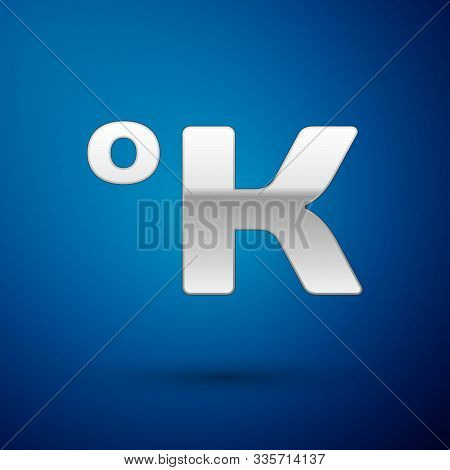 Silver Kelvin Icon Isolated On Blue Background. Vector Illustration