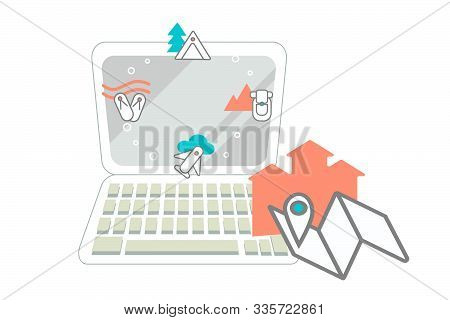 Web Communication Network Vector Design Online Booking.Сhoice Of Tourist Destination, Outdoor Activi