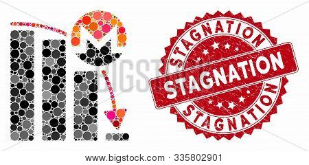 Mosaic Monero Falling Acceleration Chart And Rubber Stamp Seal With Stagnation Phrase. Mosaic Vector