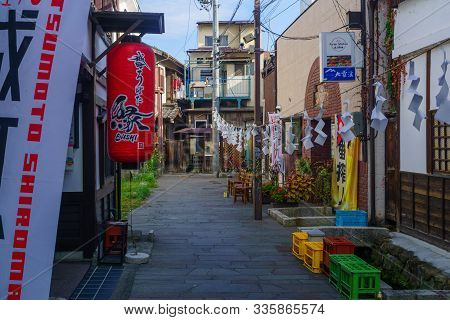 Matsumoto, Japan - October 2, 2019: View Of An Alley In The Historic Nakamachi District, In Matsumot