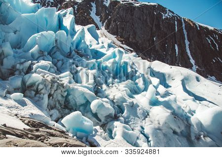 Beautiful Scenery On The Mountains And The Glacier Svartisen Landscape In Norway Scandinavian Nature