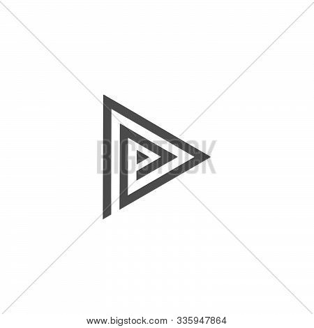 Vector Play Icon. Video Application Icon Design Template. Music Player. Line Art. Paper Origami Coll