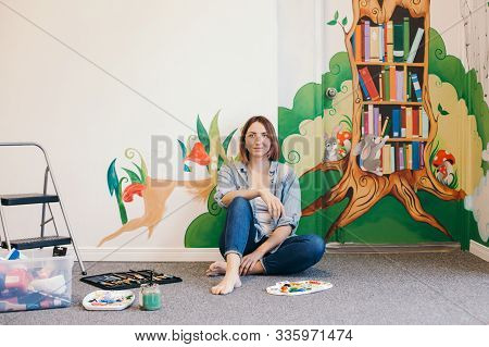 Creative Hobby And Freelance Artistic Work Side Job Concept. Caucasian Woman Artist Relaxing After H