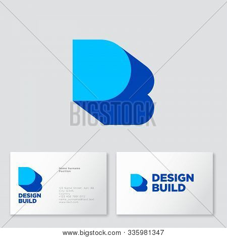 D, B Logo Concept. D Letter With Shadow Like Letter B. B Is A Shadow Of D Letter. Business Card.