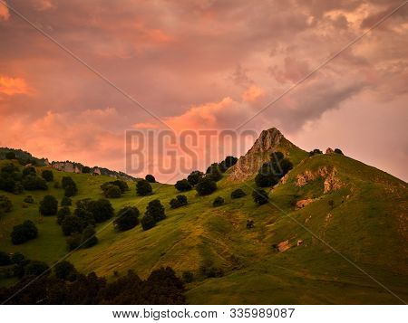 Coltesti Fortress tower from Trascau Mountains, Transylvania, Romania