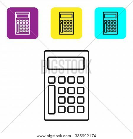 Black Line Calculator Icon Isolated On White Background. Accounting Symbol. Business Calculations Ma