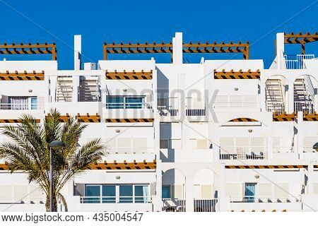 Spanish Resort White Buildings. Mojacar Village In Andalucia, Coast Almeria, Spain