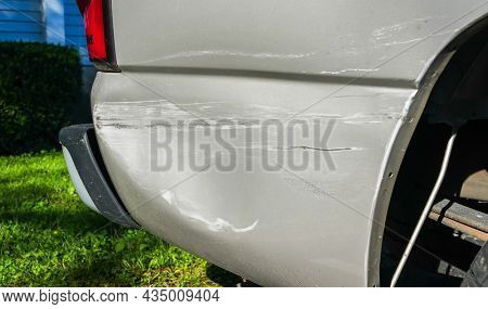 Demaged car after small accident close up