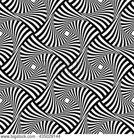 Abstract Seamless Op Art Pattern. Wavy Lines Texture. Vector Art.
