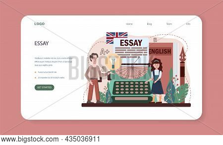 English Class Web Banner Or Landing Page. Study Foreign Languages In School