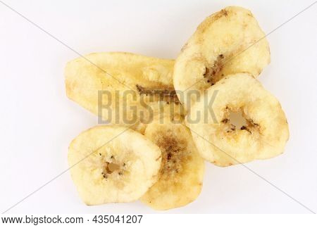 Dried Banana Chips Fried In Coconut Oil.