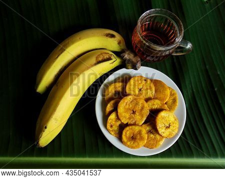 Dried Banana Chips Fried In Coconut Oil.